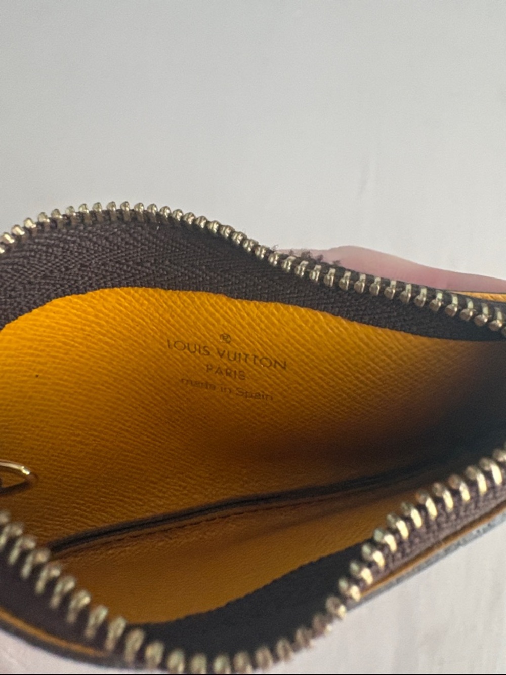 Louis Vuitton Brown Monogram Coin Pouch with Yellow and White Painted Stripe - Picture 3 of 6